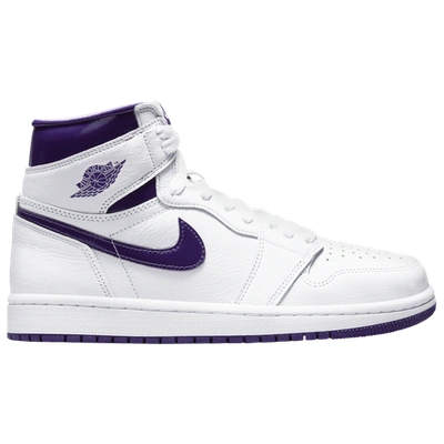 Jordan Air  1 Retro High Trainers In White/purple