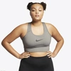 Nike Women's Swoosh Medium-support Non-padded Sports Bra (plus Size) In Carbon Heather/black