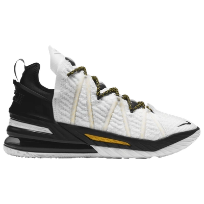 Nike Unisex Lebron 18 "white/black/gold" Basketball Shoes In Black/amarillo/white