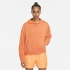 Nike Women's Cotton Acid Wash Hoodie In Atomic Orange/black