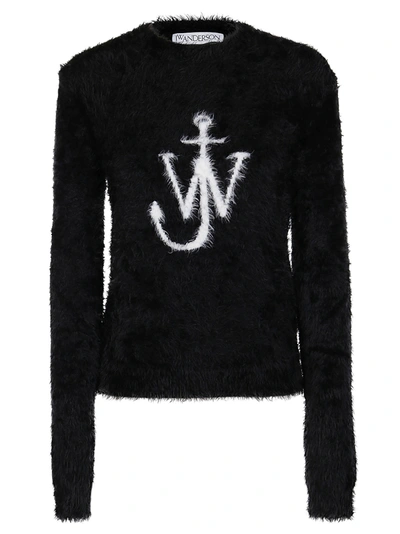 Jw Anderson Jw Anchor Textured-knit Jumper In Black
