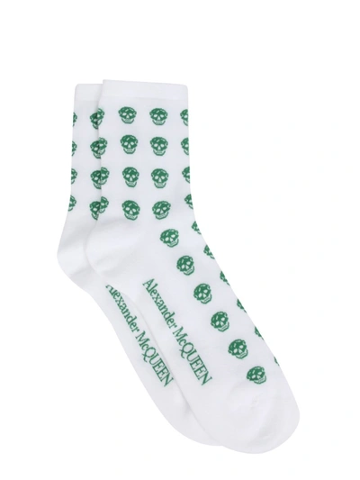 Alexander Mcqueen Socks With Logo In Bianco