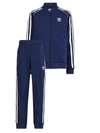 Adidas Originals Adidas Little Boys Zip Front Tricot Jacket And Pant Set In Blue