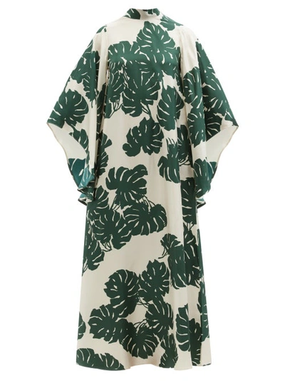 La Doublej Magnifico Monstera-print Silk-twill Dress