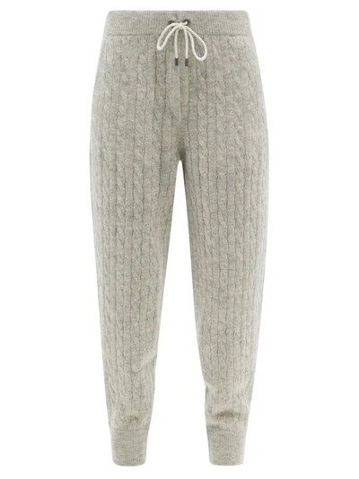 Brunello Cucinelli Drawstring Waist Woven Track Pants In Light Grey