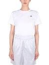 HELMUT LANG CROPPED T-SHIRT WITH FLOCKED LOGO
