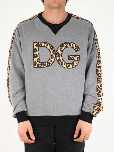 Dolce & Gabbana Dg Animalier Print Sweatshirt - Atterley In Grey