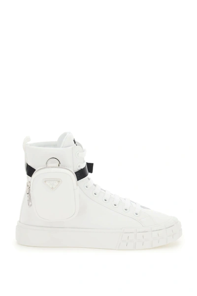 Prada Wheel Zipped-pouch High-top Re-nylon Trainers In White