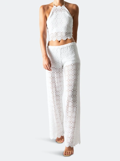 Miguelina Inez Crocheted Cotton Pants In White