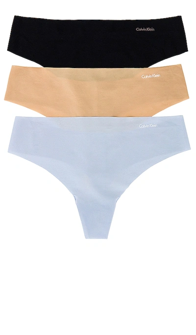 Calvin Klein Underwear Invisible Multi Pants Pack In Amethyst  Caramel & Black