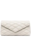 Saint Laurent Sade Leather Puffer Clutch In Weiss
