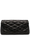 Saint Laurent Sade Leather Puffer Clutch In Schwarz
