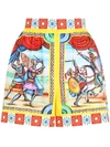 Dolce & Gabbana Carretto Print High Waist Cotton Shorts In Weiss