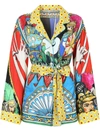 DOLCE & GABBANA CARRETTO-PRINT BELTED PAJAMA SHIRT