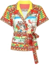 Dolce & Gabbana Graphic-print Belted Shirt In Blau