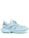 Balenciaga Men's Track Clear Sole Low Top Sneakers In Light Blue