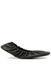 Balenciaga Tug Ruched Leather Ballet Flats In Black