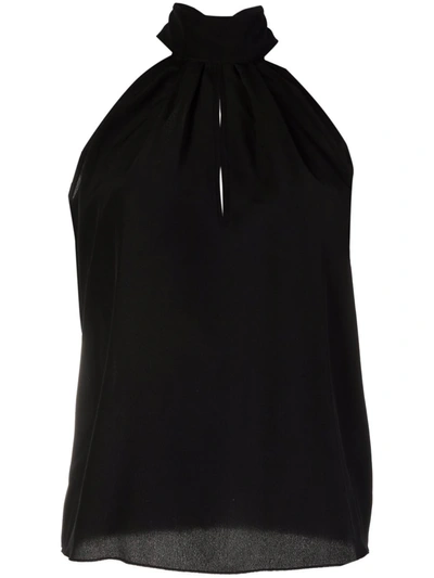 Philipp Plein High-neck Chiffon Top In Schwarz