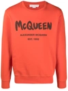 Alexander Mcqueen Graffiti Print Logo Sweatshirt In Orange