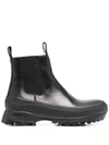 Jil Sander Boston Leather Ankle Boots With Vibram Sole In Black
