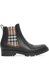 BURBERRY CHELSEA CHECK-PANEL BOOTS