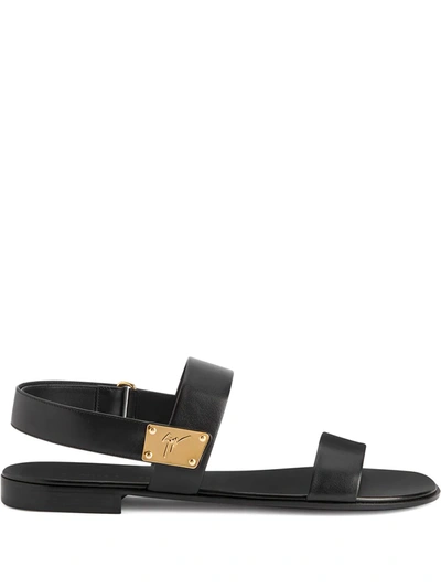 Giuseppe Zanotti Shaun Logo-plaque Sandals In Black