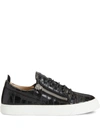 Giuseppe Zanotti Nicki Crocodile-effect Sneakers In Schwarz