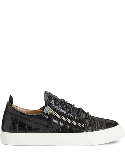 Giuseppe Zanotti Nicki Crocodile-effect Sneakers In Schwarz