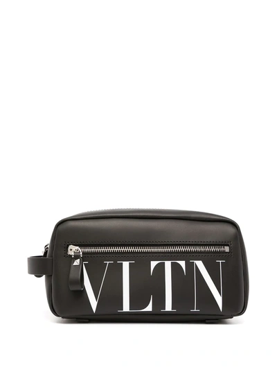 Valentino Garavani Vltn-print Wash Bag In Schwarz