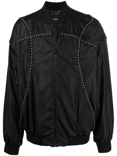 Fendi Removable-sleeves Bomber Jacket In Black