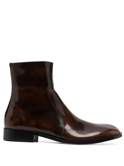 Maison Margiela Round Toe Boots In Brown