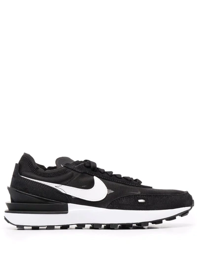 Nike Waffle One Suede And Leather-trimmed Mesh Sneakers In Black/white