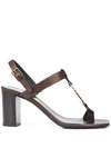 SAINT LAURENT CASSANDRA BLOCK-HEEL SANDALS