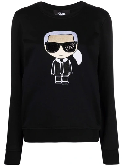 Karl Lagerfeld Sequin-embellished Karl Embroidery Sweatshirt In Black