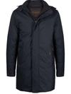 Moorer Navy-blue Down-feather Parka With Classic Hood In Blau