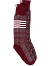 Thom Browne 4-bar Checked Socks In Red
