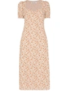 REFORMATION LUCIANA SWEETHEART NECK FLORAL DRESS