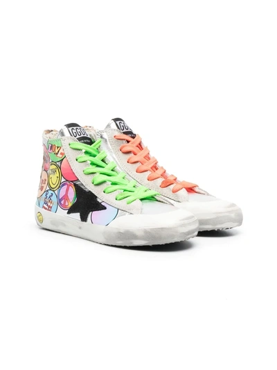Golden Goose Kids' Mismatch Graphic-print Trainers In Silver