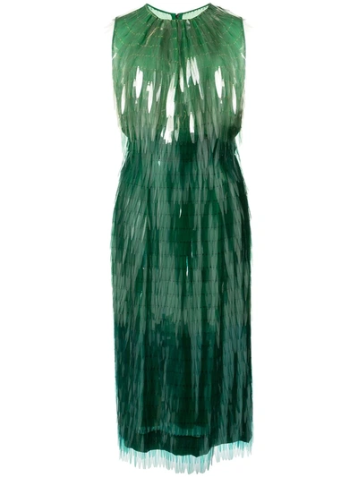 Pre-owned Dolce & Gabbana Gradient-effect Sequin Embellished Dress In Green
