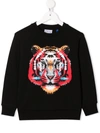 Marcelo Burlon County Of Milan Boys Black Kids Tiger Graphic-print Cotton-blend Sweatshirt 4-12 Years 10 Years In Black