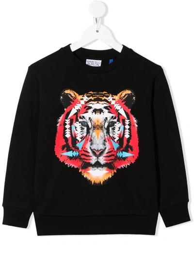 Marcelo Burlon County Of Milan Boys Black Kids Tiger Graphic-print Cotton-blend Sweatshirt 4-12 Years 10 Years