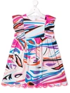 Emilio Pucci Junior Abstract-print Flutter-sleeve Dress In Pink