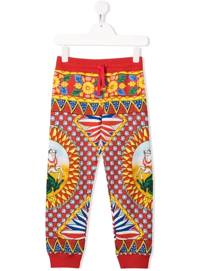 Dolce & Gabbana Kids' Embroidered Drawstring Trousers In Red