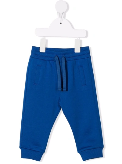 Dolce & Gabbana Kids' Drawstring Cotton Track Pants In Blue