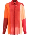 Dolce & Gabbana Multi-colored Georgette Patchwork Shirt In Red