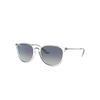 RAY BAN ERIKA CLASSIC EXCLUSIVE SUNGLASSES SILVER FRAME BLUE LENSES 54-18