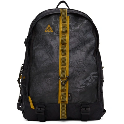 Nike Acg Karst Webbing-trimmed Printed Ripstop Backpack In Black,black,peat Moss