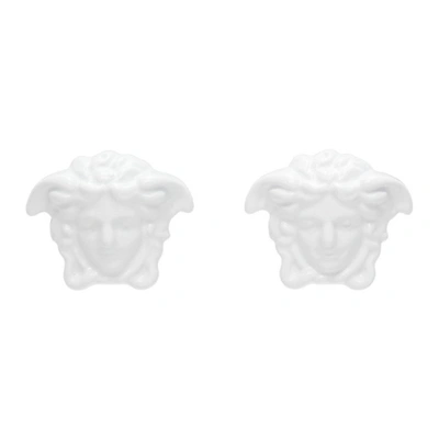 Versace White 'la Medusa' Stud Earrings In 4j040 White