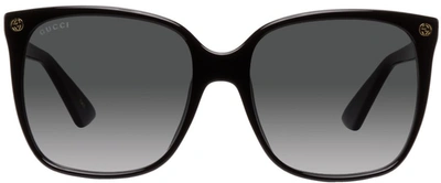 Gucci Black Thin Oversized Sunglasses In 001 Black