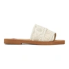 CHLOÉ OFF-WHITE LACE WOODY FLAT MULES